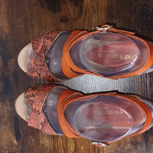 Andre` Assous Snake Embossed Leather Platform Wedge Sandals - Picture 6 of 10